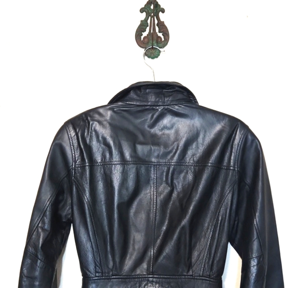 Vintage Jacqueline Ferrar Black Genuine Lambskin Coat Size Small - Picture 5 of 15
